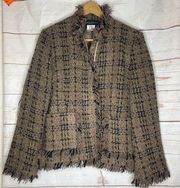 Harve Benard • Blazer Jacket • Tweed • Fringe • Wool Blend • Size 6 • Pockets