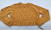 Colsie Womens Floral Fleece Lounge Cropped Sweatshirt Yellow Size Small