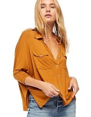 We The Free Oversized Lightweight Button Down Collard Shirt