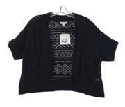 Croft & Barrow Women's XL Petite Black Knit Cropped Open Front Cardigan NWT