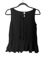 Black Tassel Sleeveless Top Size XS