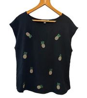 Marc New York Andrew Mark Sleeveless Pineapple Blouse—Size Large