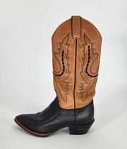 Justin Tan and Black Cowboy Boots Women's Size 6B