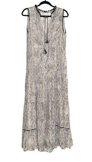 Poupette St Barth Clara Sleeveless Printed Button Front Maxi Dress MEDIUM