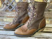 Size 8M Women's Leather Western Packer Boots Vibram Sole