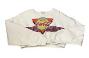 Coca-Cola Crop Top Crew Neck Women's Pullover White Sweatshirt SZ M