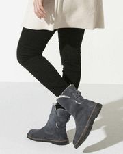 Birkenstock Uppsala Shearling Suede Leather Boots in Graphite Gray