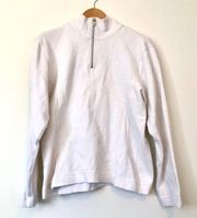 TOMMY BAHAMA Mock Neck 1/4 Zip Sweater White Cotton Blend Sweatshirt Medium FLAW