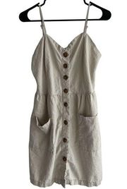 Cisono Womens Medium Dress Khaki Linen Blend Short