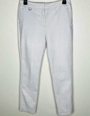 Adrianna Papell Trousers 4 Beige Mid Rise Ankle Office Cotton Blend Flat Front