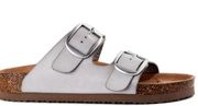 NEW Time and Tru Women's Footbed Slide Sandals in Grey