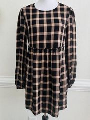 BEBOP Black & Orange Plaid Checkered Flannel Dress ~ Size Medium