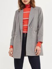 Topshop Meg Gray Felted Zip Pocket Oversized Blazer Jacket Coat Size 2