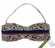 Gianni Bini Leopard Stripe Molded Cup Bandeau Bikini Top Size Medium