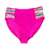 Matilda Jane Women’s Swimsuit Bottom Size large Pink Striped High Waist