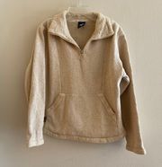 Tan 1/4 Zip Up Long Sleeve Top