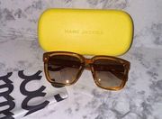 Marc Jacobs BRAND NEW Authentic Brown Gradient Yellow Frame Square Sunglasses