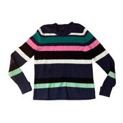 halogen striped crewneck sweaters womens 1 1x plus size