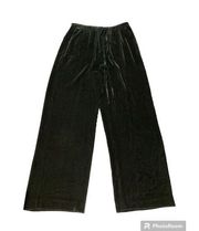 Theory High Rise Wide Leg Dark Green Velvet Silk Blend Drawstring Pants M