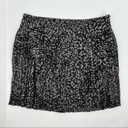 Loft Black Gray Pleated Animal Print Short Skirt
