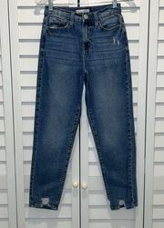 high rise Mom jeans size 0 size 24 juniors some front distress