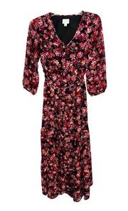 Isabel Maternity Floral Tiered V-Neck Maxi Maternity Dress