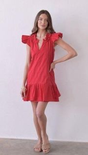 Never a wallflower Rachel Dress Red Cotton Windowpane mini dress XS