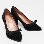 Marc by Marc Jacobs Black Suede Bow Pointy Pumps