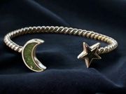 Silver crescent moon and Star cuff bracelet