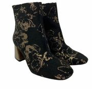 Nanette Lepore Women's Size 7 Rose Brocade Ankle Boot Black Gold Floral NEW