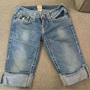 True Religion Cuffed Bermuda Length Denim Jean Shorts NWOT