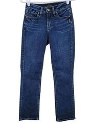Silver Jeans Suki Capri Mid Rise Dark Wash Denim Blue Jeans Size 25
