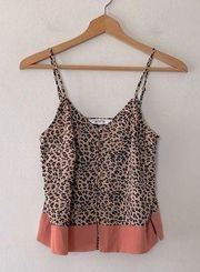 BB Dakota Cami Tank Top Size XS Loose Flowy Cheetah Print Peachy Color Block