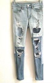 American Eagle  Outfitters high rise two tone jegging light wash denim jeans 2