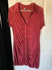 Red / Maroon Button Down T-Shirt Dress