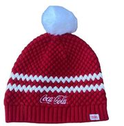 Coca Cola red & white pompom beanie hat