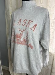 Oversized Alaska Pullover Mock Neck Turtle Sweatershirt