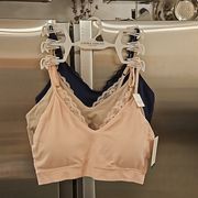 💕LAURA ASHLEY💕 Padded Bralettes (3 Pack) Pink & Nude & Navy Blue Large L NWT