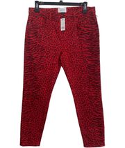 The Stiletto Red Warp Spec Animal Print Jeans 32