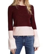 Club Monaco Tesslyn Wool Faux Fur Cuff Sweater: Rose