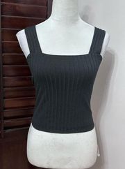 Bp Tank Top Women's XS Black Ribbed Sleeveless Straight Neck Stretch