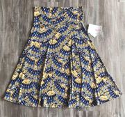 Lularoe Azure Midi Skirt Blue and Yellow Tie Dye