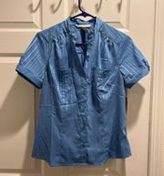 TOP BLOUSE BUTTON DOWN  SIZE P MEDIUM SHORT SLEEVES NEW