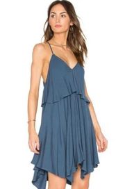 Jack BB Dakota Auda Boho Sleeveless Slip Dress Cornflower Blue Layered Medium