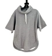 Zella Athletic‎ Mock Neck Poncho Style Top Gray Heather Gray Pockets Size XS