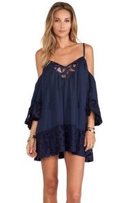 Tularosa Hattie Dress in Navy Blue Lace Details Size: XS