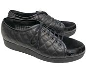 Aquatalia Quilted Black Leather Platform Oxford Sneakers