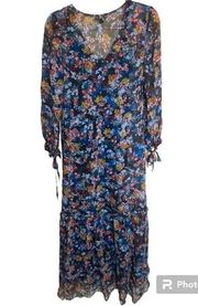 Ella Moss Floral Maxi 100% Silk Dress Multicolor Size XS