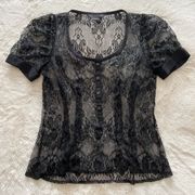 Beautiful Black Lace Armani Exchange Blouse Top size M EUC