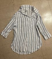 Light Blue And White Striped Button Up